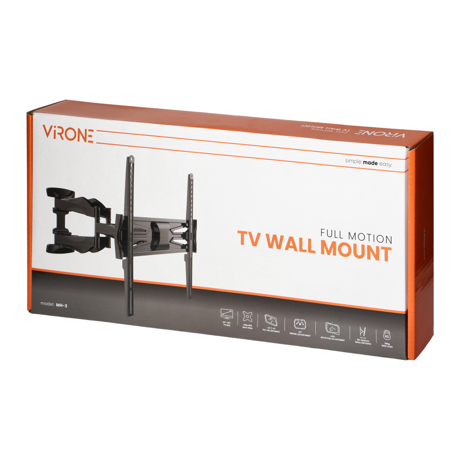Full motion TV wall mount, 32″–60″